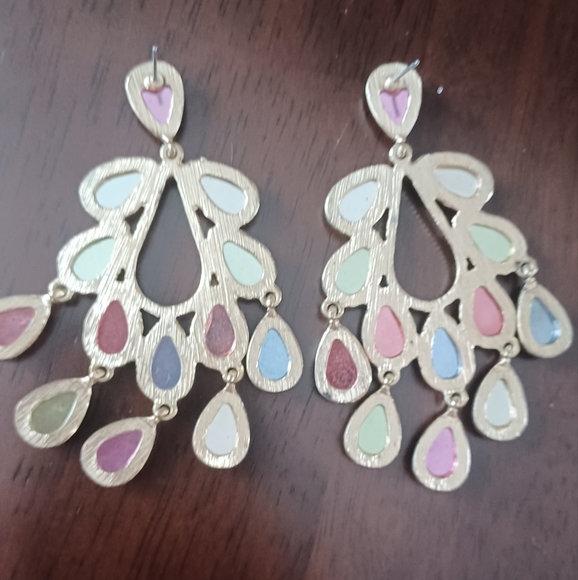 Multi Color Synthetic Stones   Earrings - Picture 4 of 4